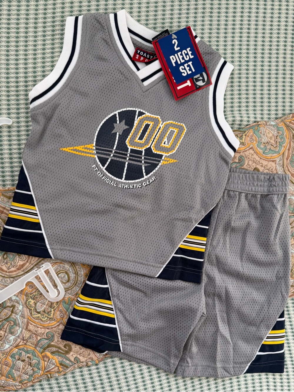 New Vintage 90s French Toast Boys' Gray Athletic 2-Piece Set Shorts & Top VTG